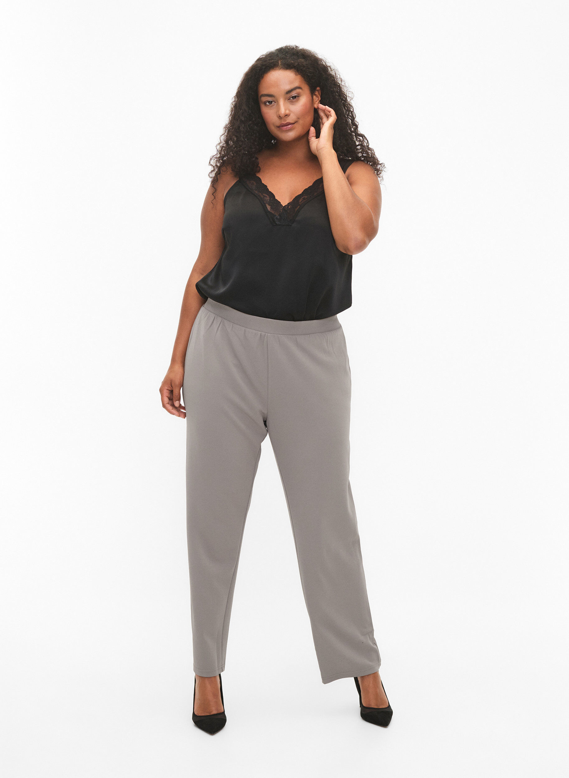 Bukser med straight fit, Beige, Model