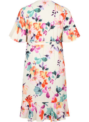 Blomstrete kjole med wrap og 3/4 ermer, Buttercream Flower, Packshot image number 1