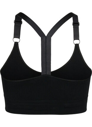 Sømløs sports-BH i ribbet materiale, Black, Packshot image number 1