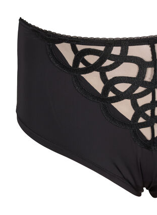 Zizzi Mikrofibertruser med blondedetaljer, Black, Packshot image number 2
