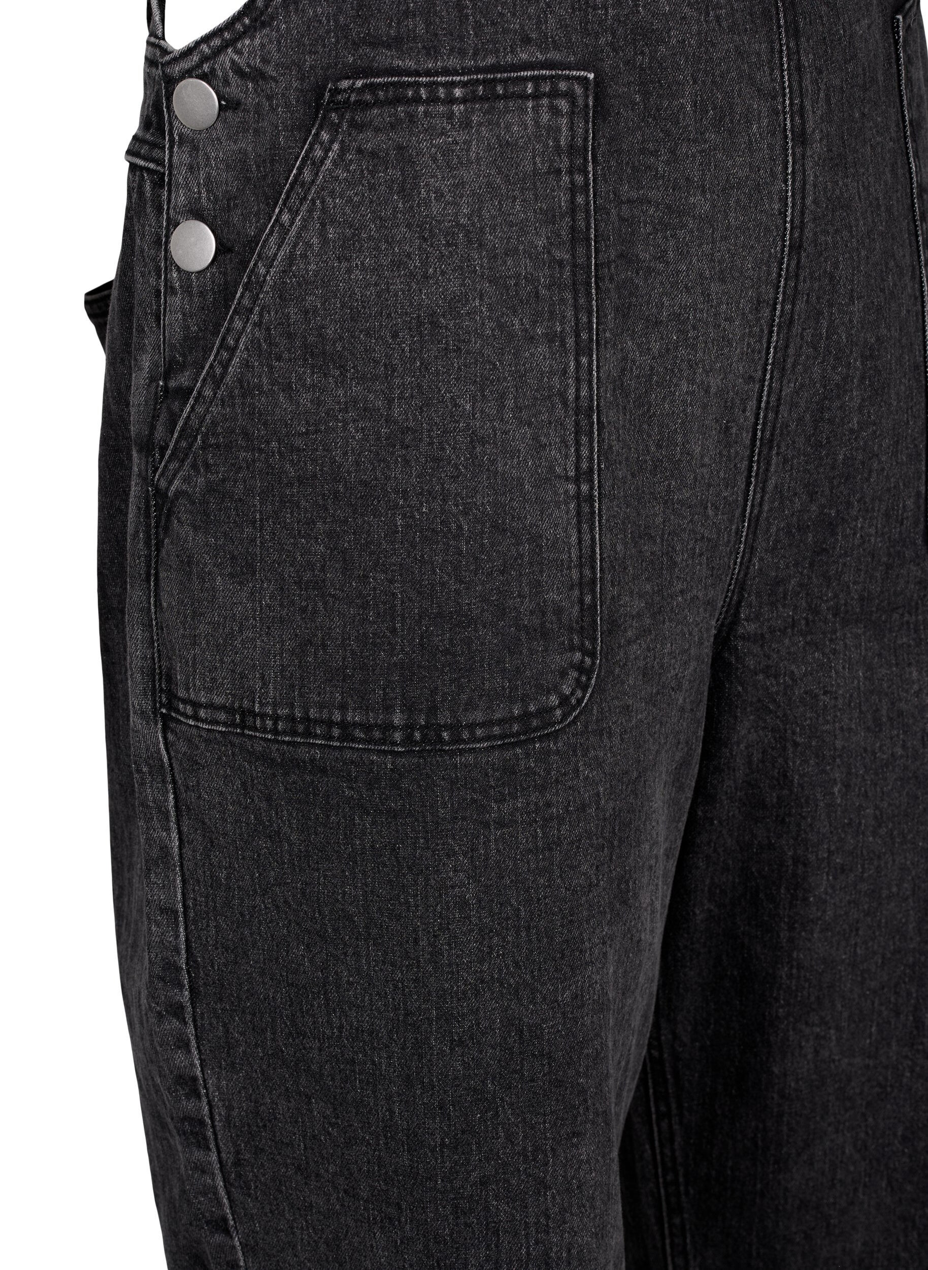 Zizzi Denimoveraller, Dark Grey Denim, Packshot image number 3
