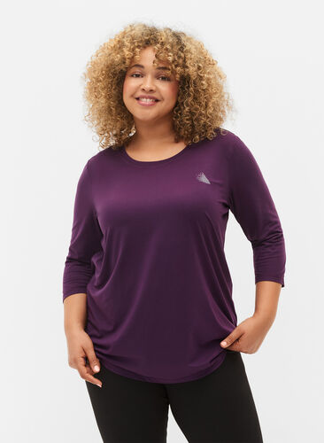 Treningsgenser med 3/4-ermer, Purple Pennant, Model image number 0