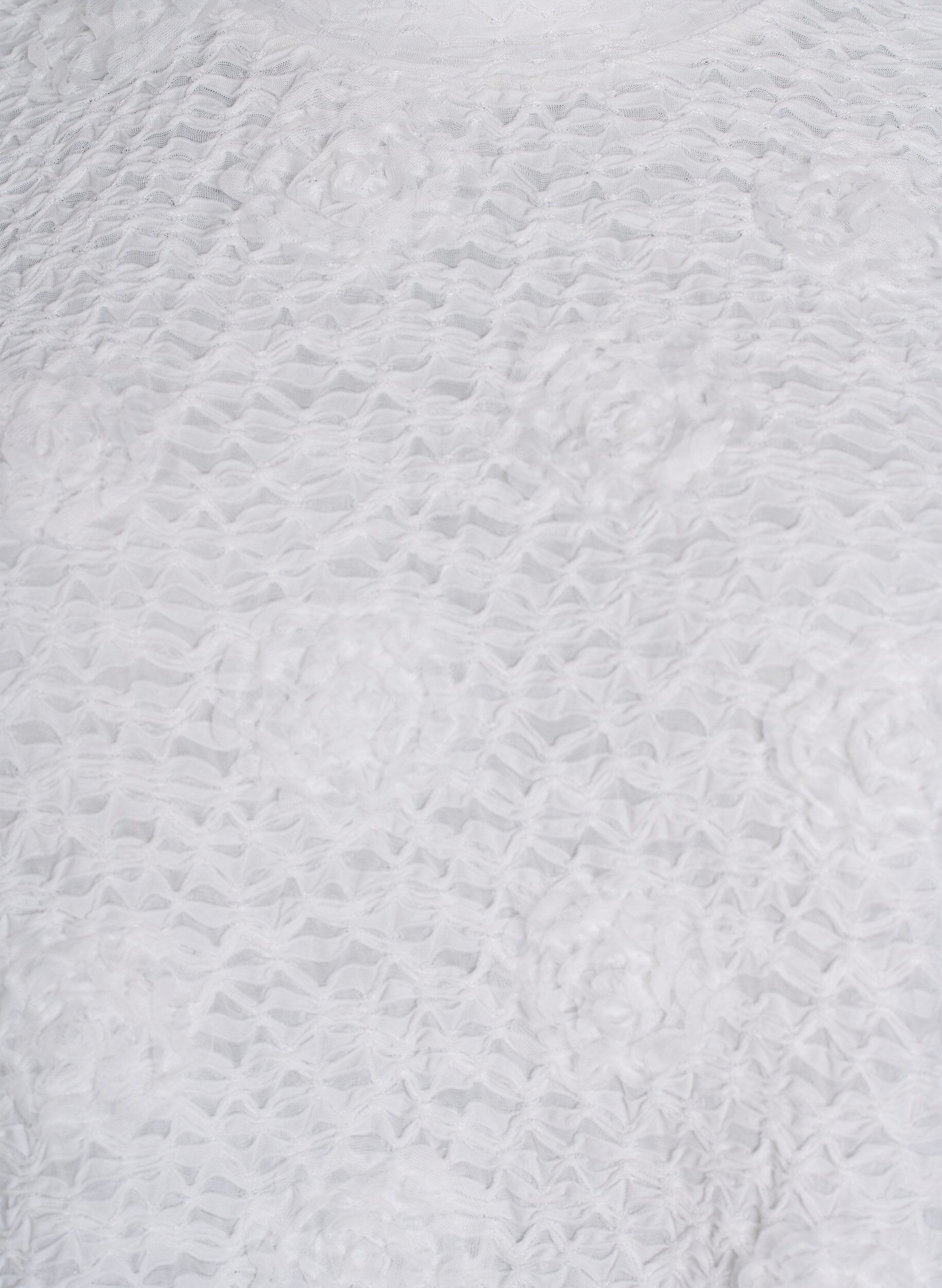 Zizzi Bluse med 3D-blomster og korte ermer, Hvit, Packshot image number 2