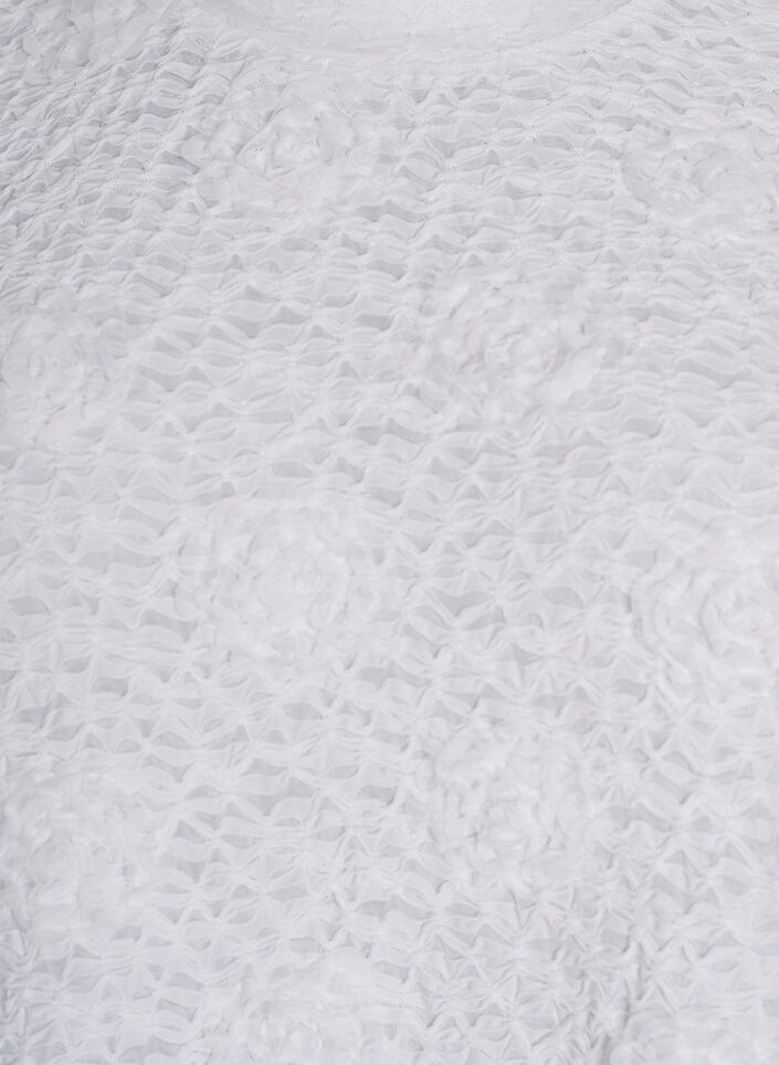 Bluse med 3D-blomster og korte ermer, Hvit, Packshot image number 2