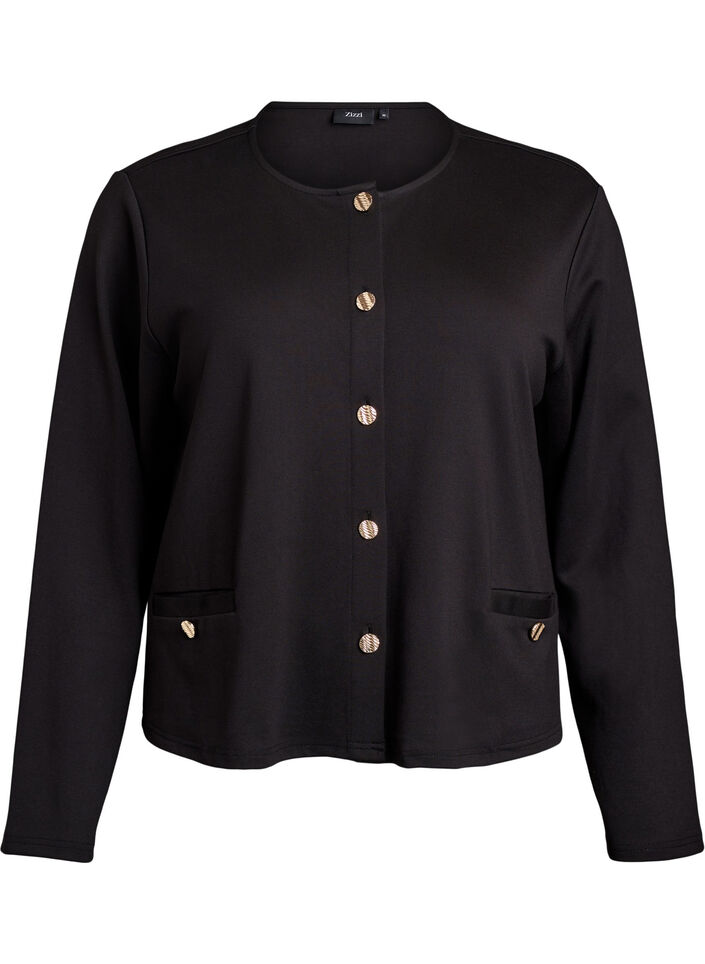 Cardigan med dekorative knapper, Svart, Packshot image number 0