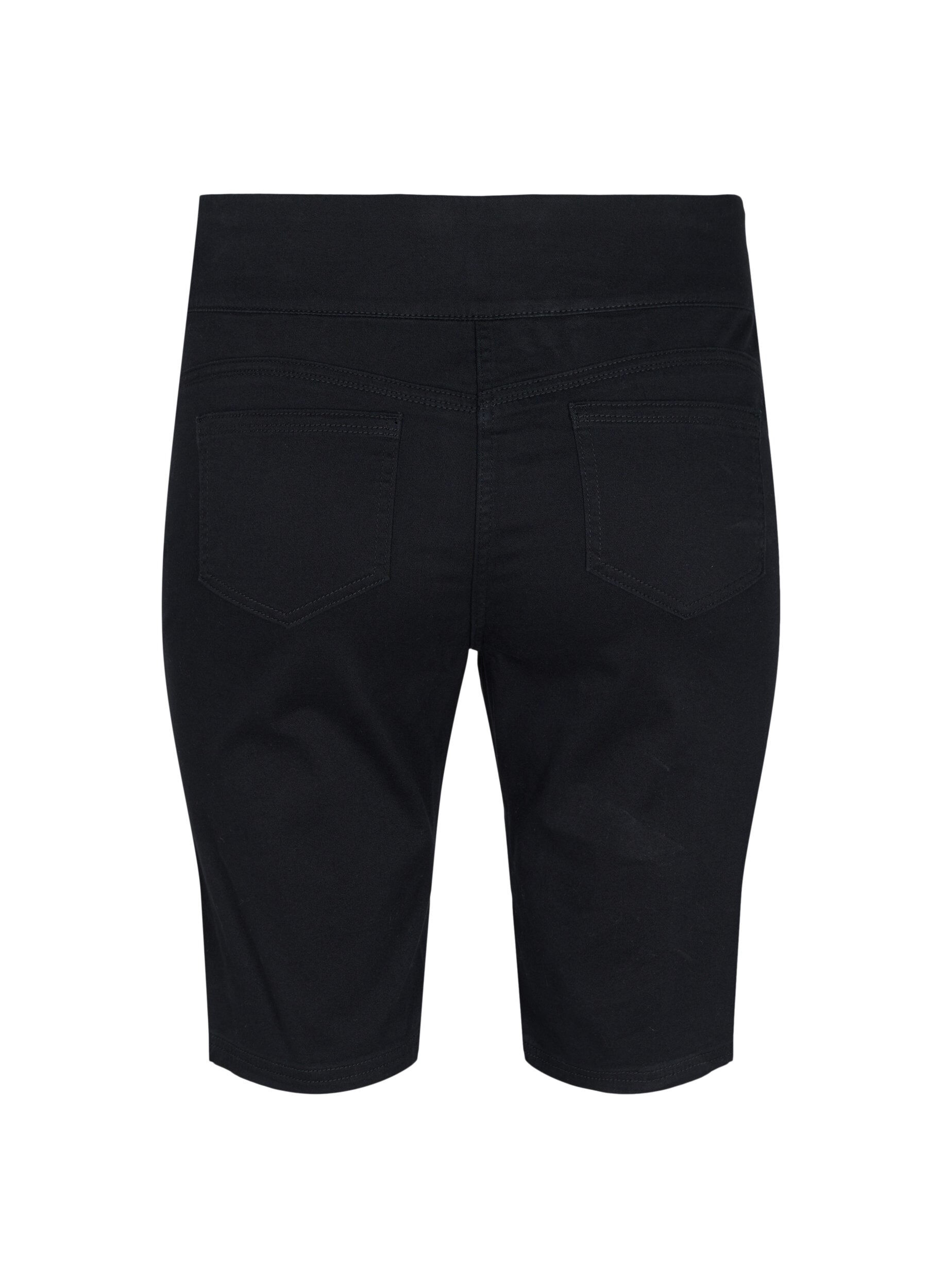 ZizziTettsittende shorts med baklommer, Black, Packshot image number 1