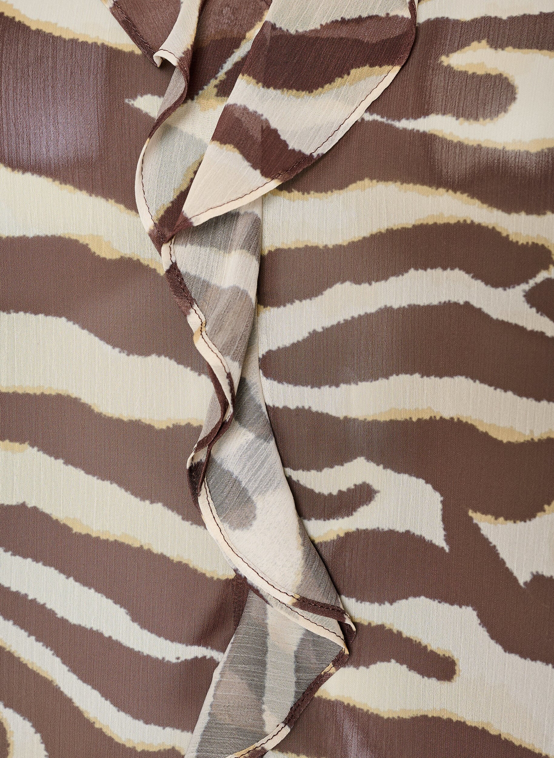 ZizziChiffonbluse med sebratrykk og volanger, Brun, Packshot image number 3