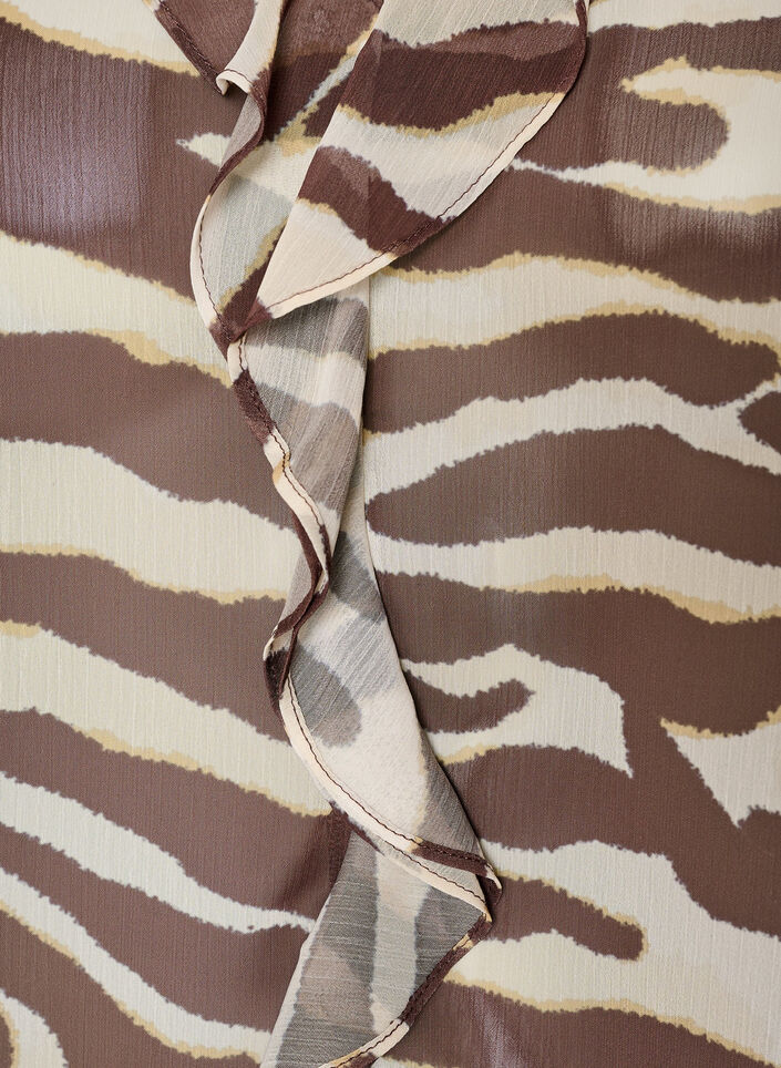 Chiffonbluse med sebratrykk og volanger, Brun, Packshot image number 3