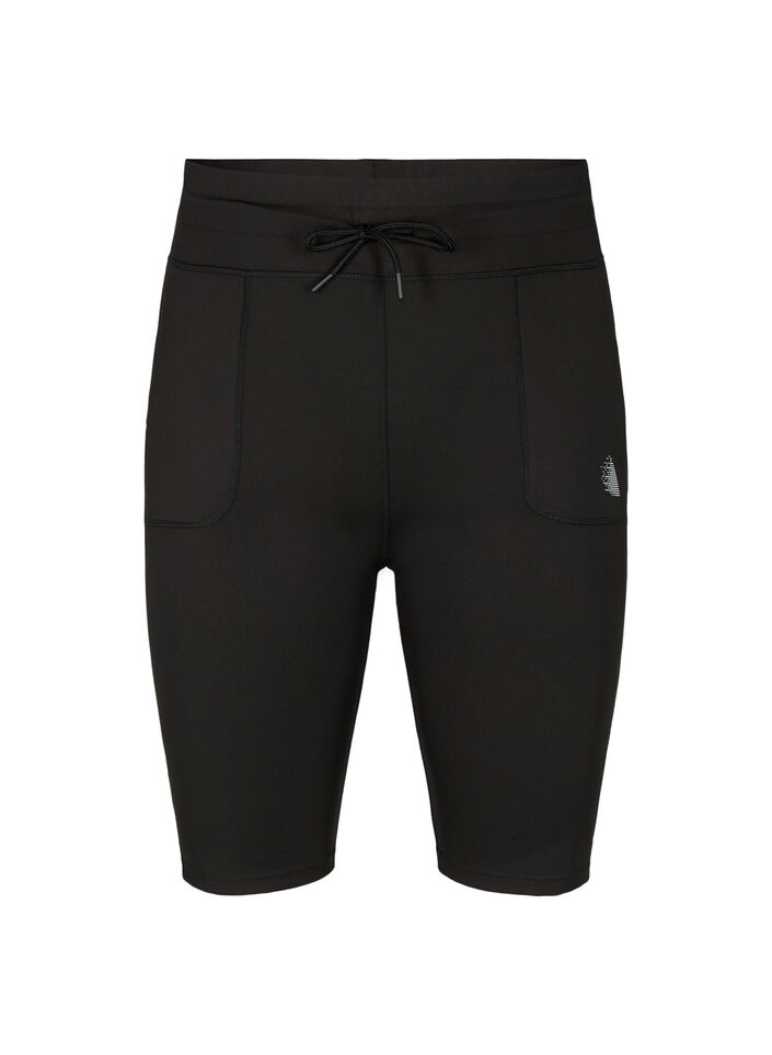 Tettsittende treningshorts med lommer, Svart, Packshot image number 0