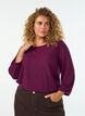 Bluse med tekstur og 3/4 ermer, Lilla, Model image number 0