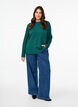 Langermet bluse med rhinsteiner, Grønn, Model image number 1