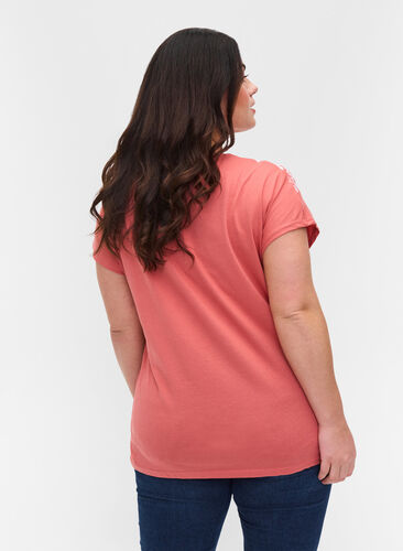 T-skjorte i bomull med mønster, Faded RoseMel feath, Model image number 1