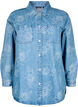 Denimjakke med blomster, Light Blue Denim, Packshot image number 0