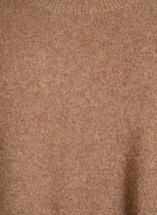 Zizzi Lang strikkebluse med kuleknapper, Brun, Packshot image number 2