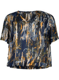 Kortermet bluse i viskose med smock