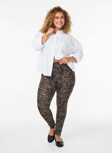 Zizzi 2-pack lange leggings med regular midje, Svart, Model image number 1