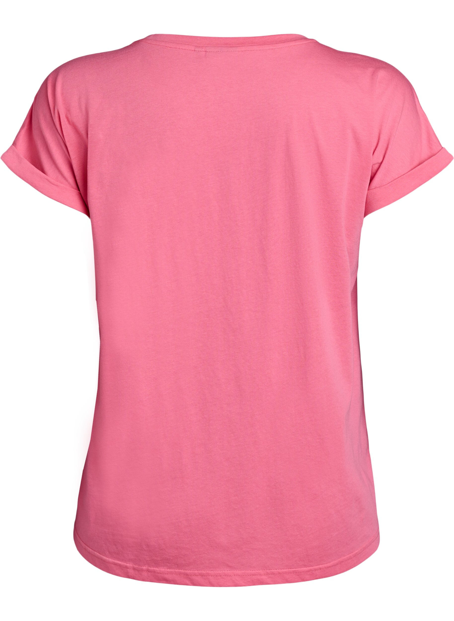 ZizziKortermet T-skjorte i bomullsblanding, Rosa, Packshot image number 1