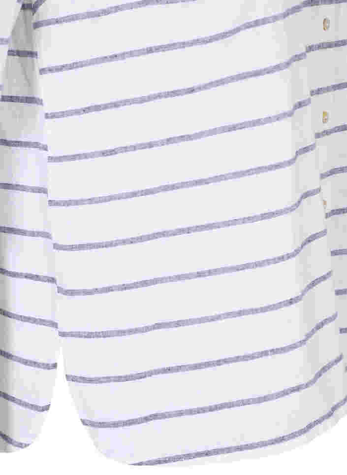 Bluse med 3/4-ermer og knapper, Navy Blazer stripe, Packshot image number 3