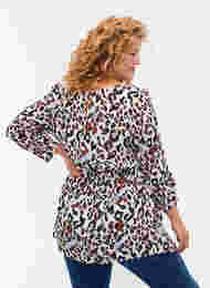Viskosebluse til gravide , White Leo Print , Model