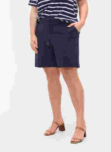 Løse shorts med knyting og lommer, Navy Blazer, Model image number 2