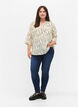 Bluse med 3/4 ermer og print, Off White Stripe, Model image number 2