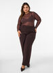 Mesh bluse med trykk, Brun, Model image number 1