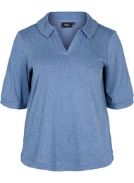 Melert T-skjorte med krage, Blue Melange
