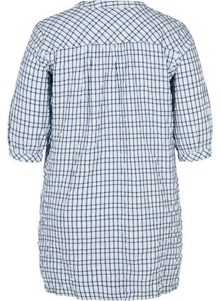 Rutete skjortetunika med 3/4-ermer, Light Blue Check , Packshot image number 1
