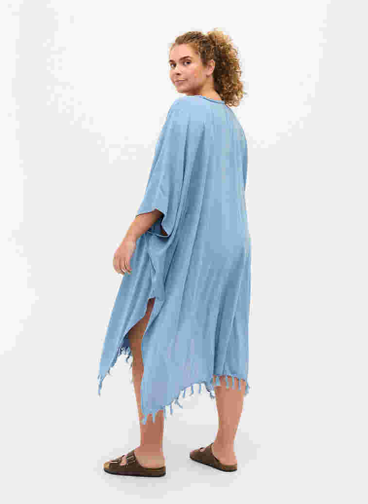 Strandkimono med frynser, Light Blue, Model