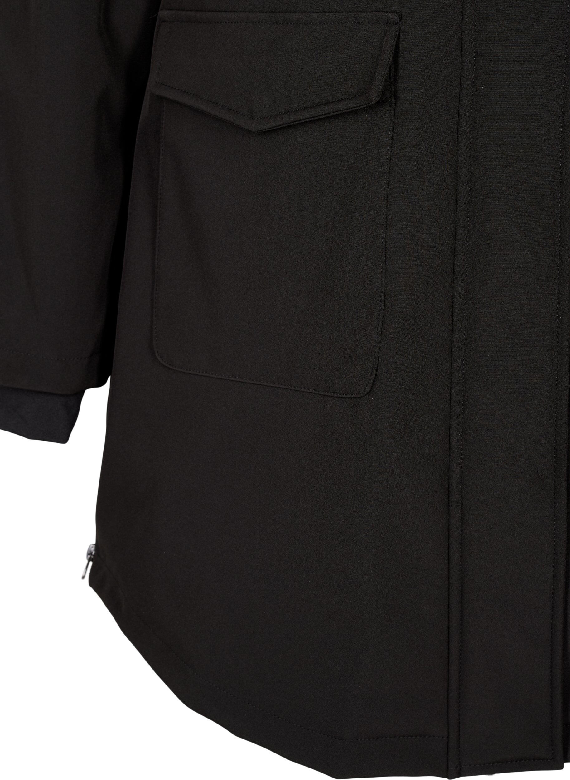 ZizziVannavvisende softshell jakke med vattert f&ocirc;r, Svart, Packshot image number 3