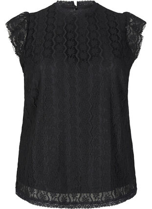 Zizzi Blondetopp med volangdetaljer, Black, Packshot image number 0