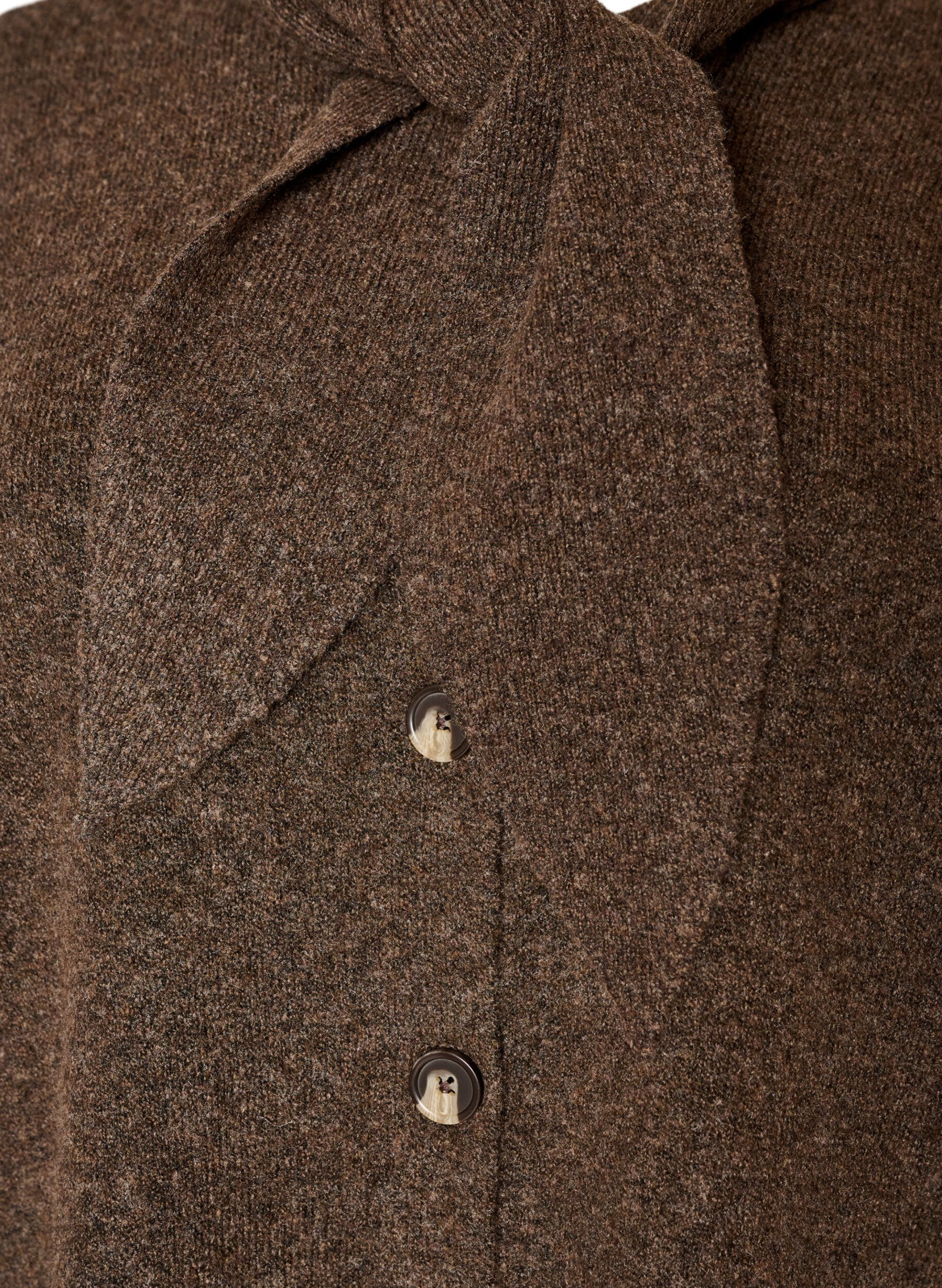 ZizziCardigan med sl&oslash;yfeb&aring;nd og knapper, Brun, Packshot image number 2