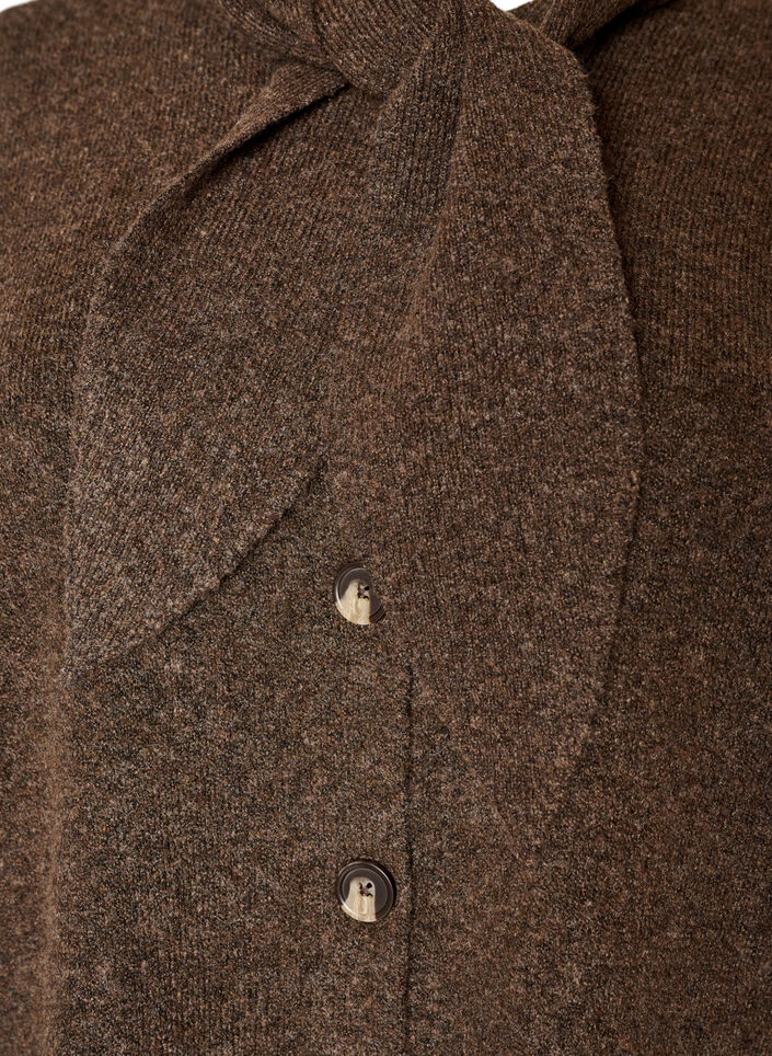 Cardigan med sl&oslash;yfeb&aring;nd og knapper, Brun, Packshot image number 2
