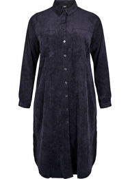 Lang cordfløyelskjole med knapper, Black