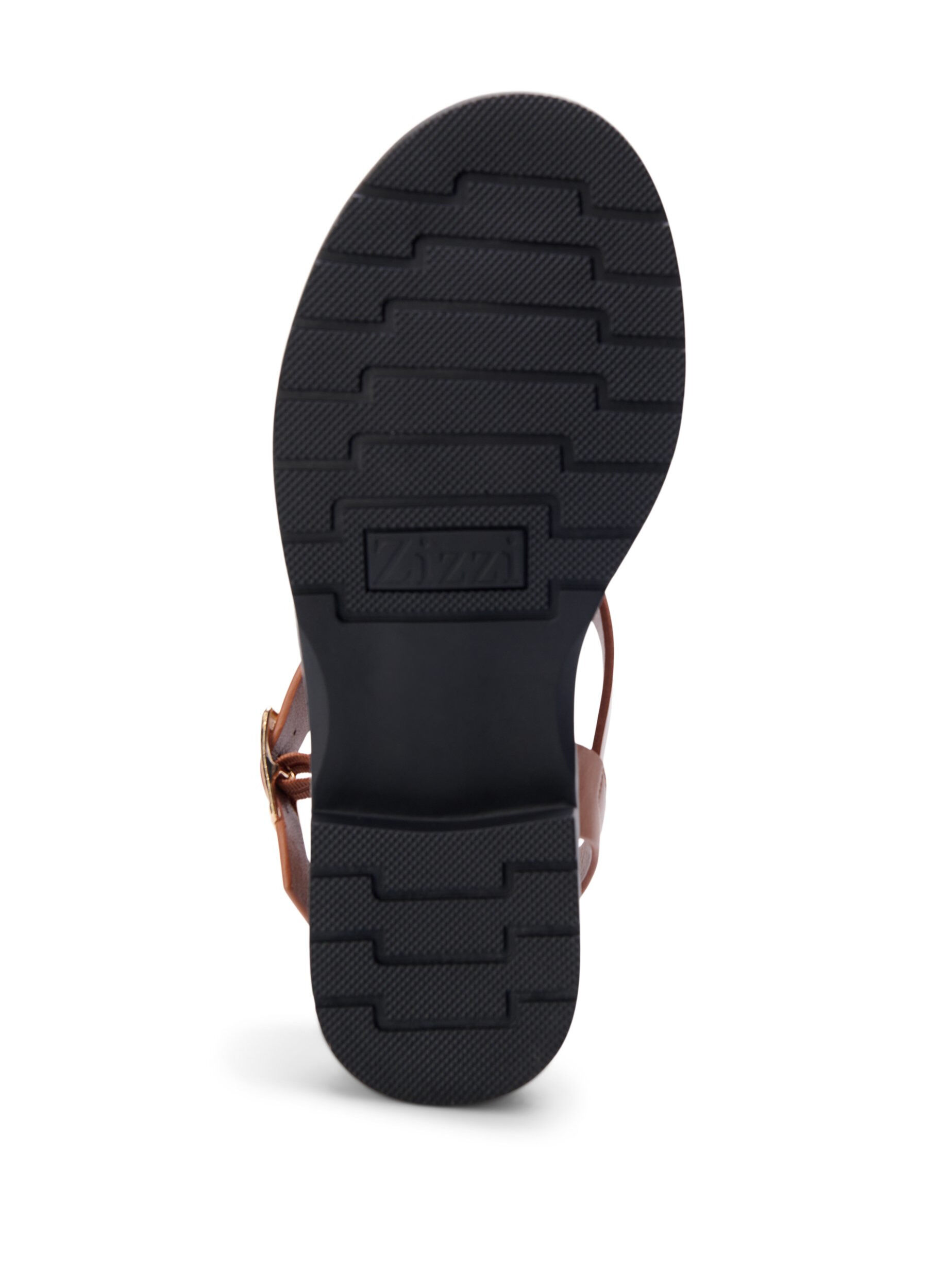 Zizzi Sommersandal i skinn med bred passform, Friar Brown, Packshot image number 5
