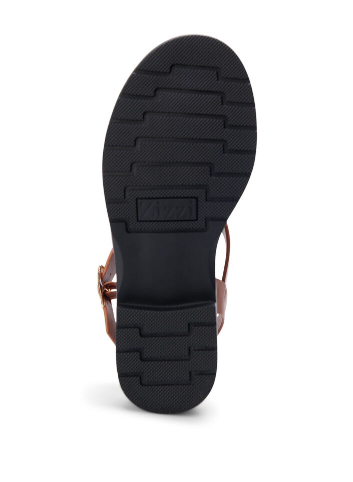 Sommersandal i skinn med bred passform, Friar Brown, Packshot image number 5