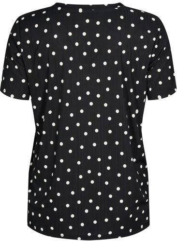 FLASH - Mønstret T-skjorte med V-hals, Black Dot, Packshot image number 1