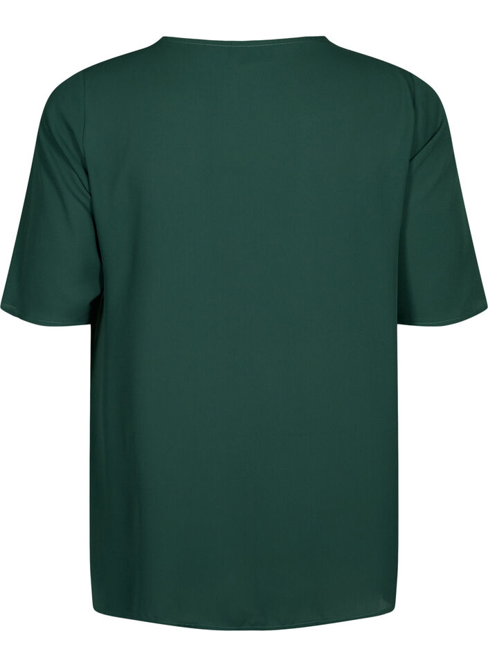 Bluse med V-hals og glidelås, Scarab, Packshot image number 1