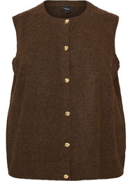 Strikket vest med dekorative knapper, Brun