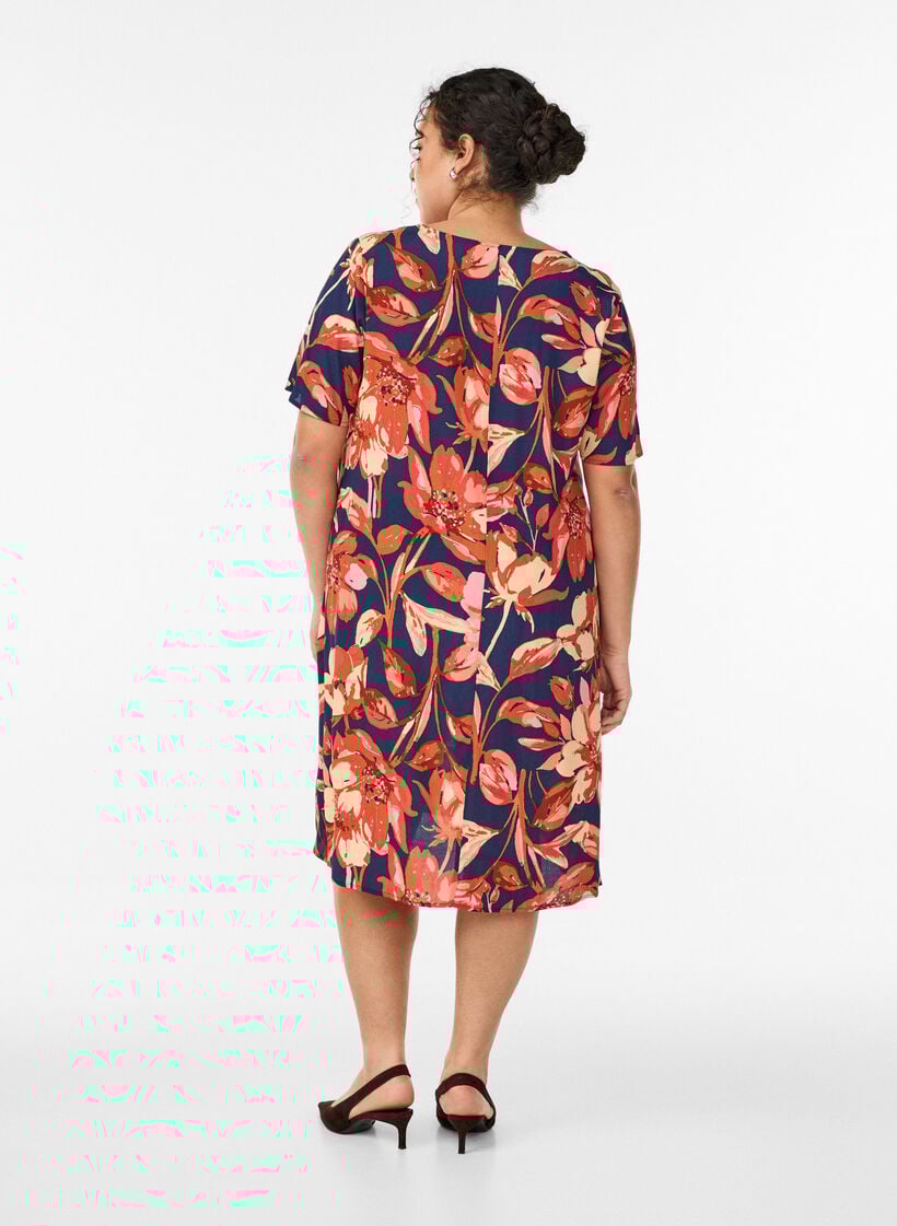 Viskose A-line kjole, Orange, Model image number 2