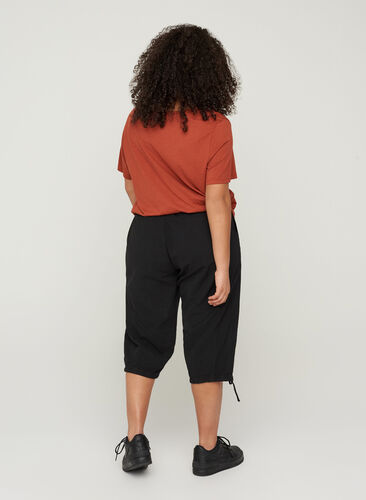 Løse capribukser i bomull, Black, Model image number 1