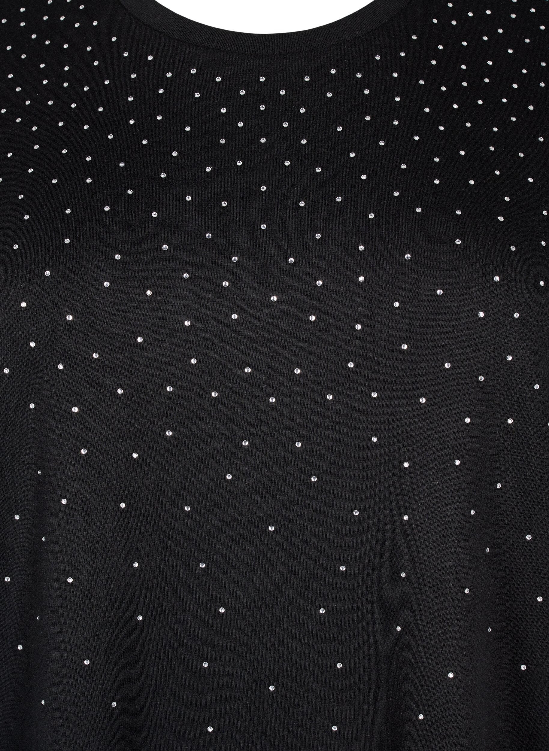 ZizziT-skjorte med strass og rund hals, Svart, Packshot image number 2