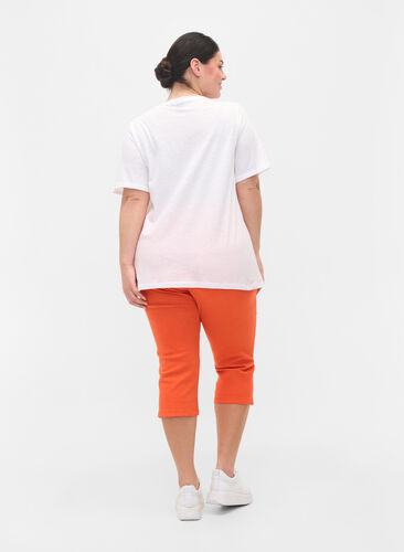 Tettsittende capribukser med glidelås, Orange , Model image number 0