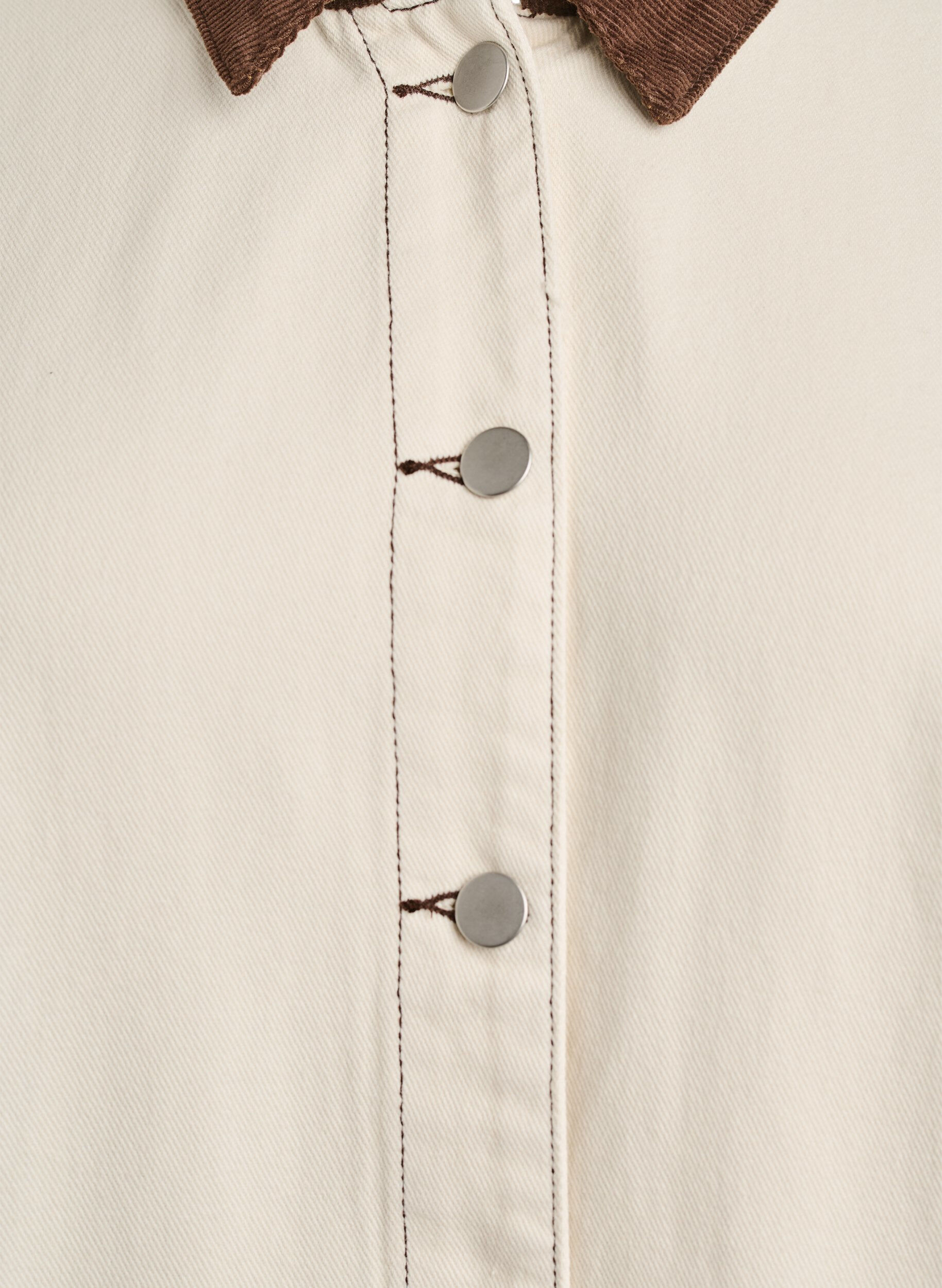 Zizzi Farget denimjakke med kontrastkrage, Vanilje, Packshot image number 2