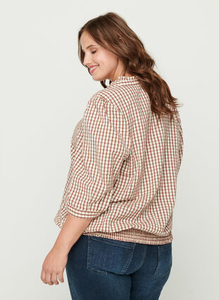 Rutete bluse i bomull, Coloured Check, Model image number 1