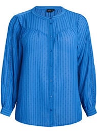 Skjorte med teksturert prikkemønster og broderidetaljer, Bright Cobalt