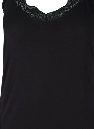 Pysjamaskjole med blonder og tynne stropper, Black, Packshot image number 2