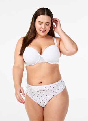 Zizzi 7-pakning G-strenger i bomull med ukedager trykt, Rosa, Model image number 0