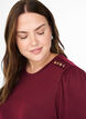 Bluse med knappedetaljer og korte puffermer, M&oslash;rk Bordeaux, Model image number 3