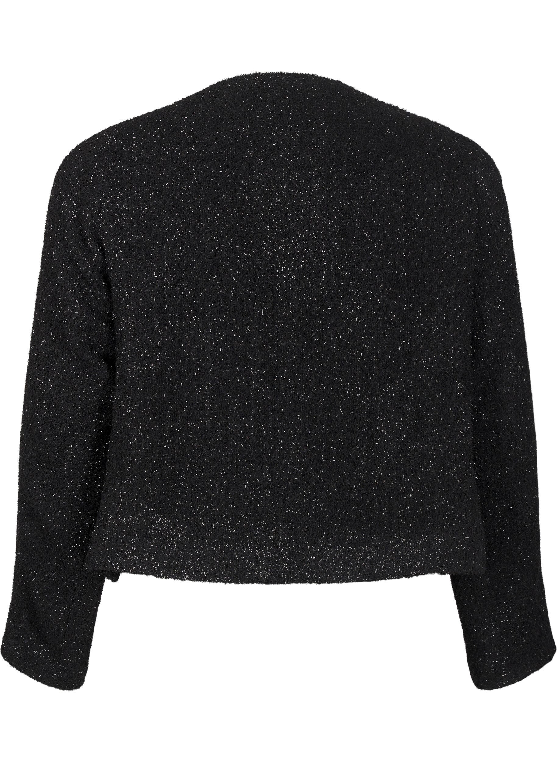 Zizzi Jakke med sl&oslash;yfe og glittertr&aring;d, Black, Packshot image number 1